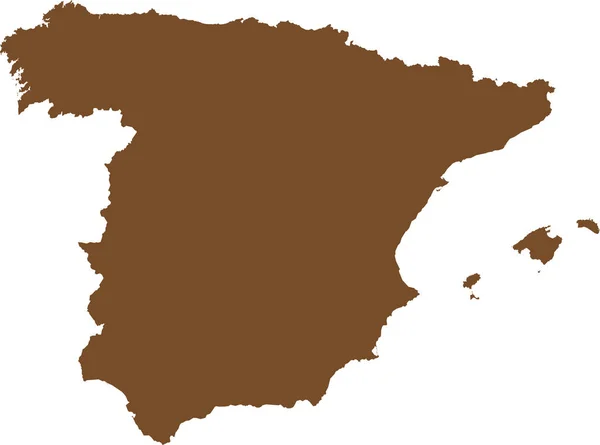 透明背景下欧洲国家Spain的Brown Cmyk彩色详细平面模板图 — 图库矢量图片