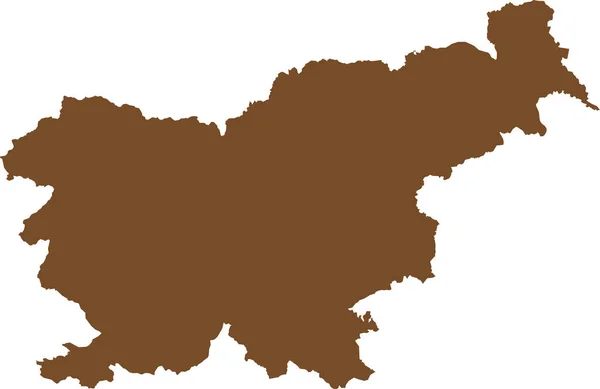 Brown Cmyk Color Detailed Flat Stencil Map European Country Slovenia — Stock Vector