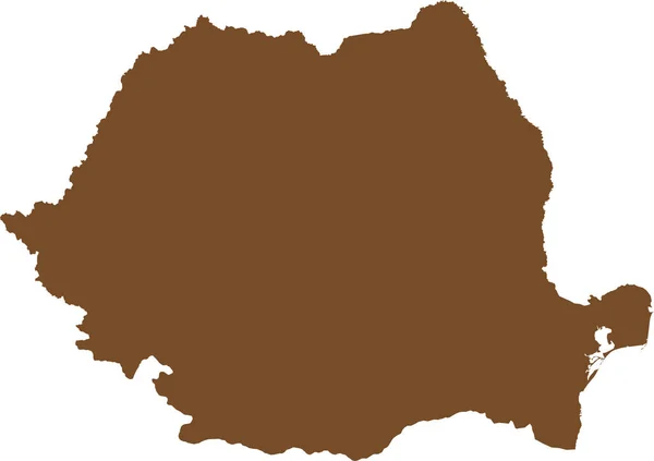Brown Cmyk カラー 詳細なフラットステンシルマップ ヨーロッパの国 ロマニア 透明な背景 — ストックベクタ