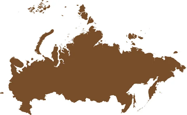 Brown Cmyk Színes Részletes Lapos Stencil Térkép Európai Ország Oroszország — Stock Vector