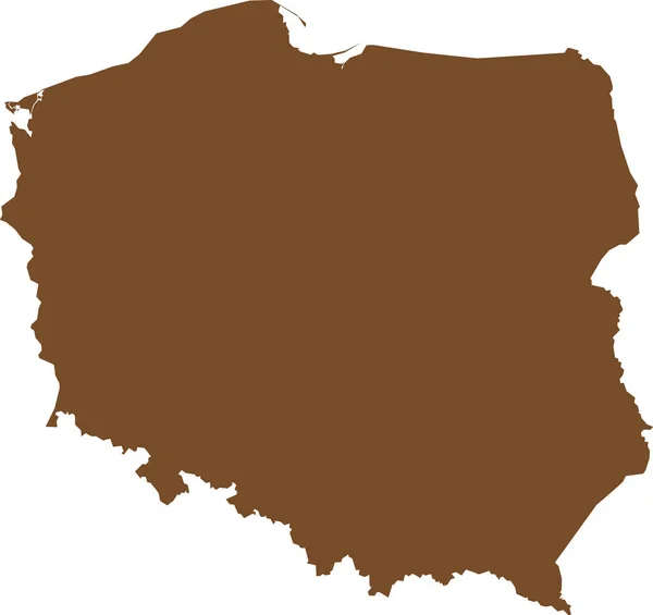 Brown Cmyk Color Detailed Flat Stencil Map European Country Poland — 图库矢量图片
