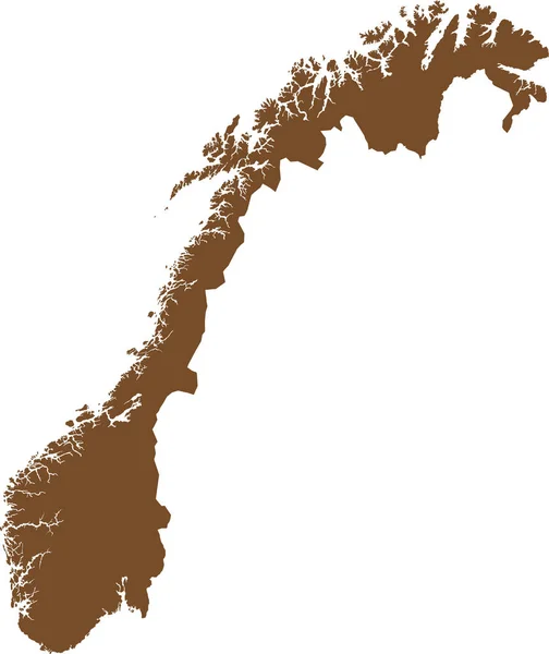 Brown Cmjn Couleur Détaillée Carte Pochoir Plat Pays Européen Norvège — Image vectorielle