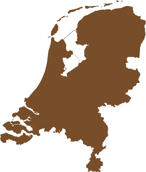 Brown Cmyk Кольорова Детальна Карта Плоского Трафарету Європейської Країни Netherlands — стоковий вектор