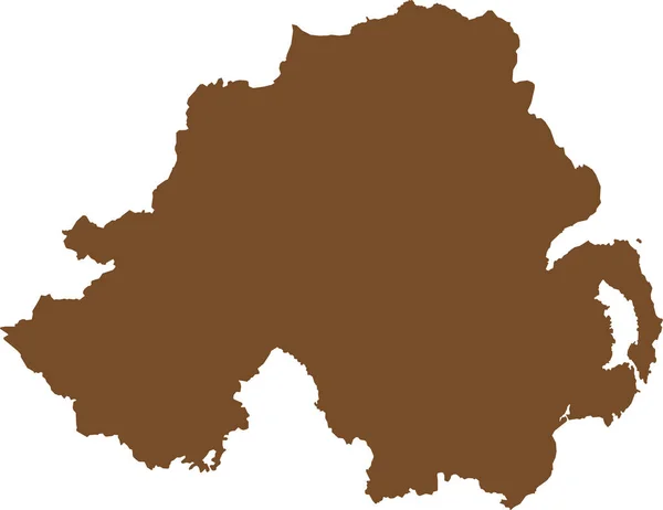 Brown Cmyk在透明背景下绘制的欧洲北部爱尔兰国家详细平面模板图 — 图库矢量图片