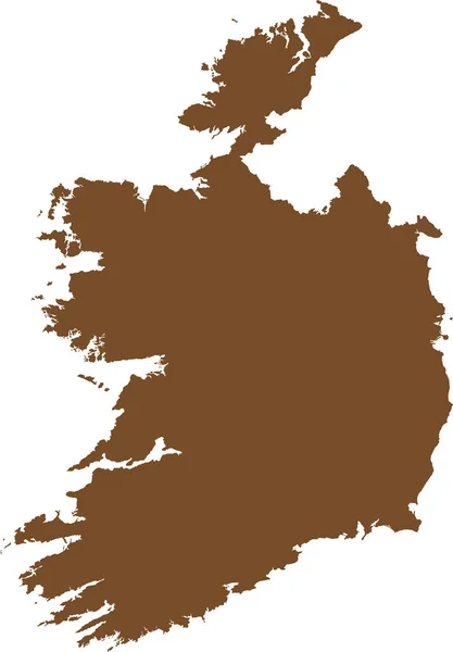 Brown Cmyk Color Detailed Flat Stencil Map European Country Ireland — 图库矢量图片
