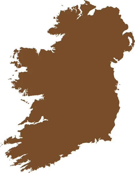 Brown Cmyk Cor Detalhada Mapa Estêncil Plano País Europeu Irlanda — Vetor de Stock
