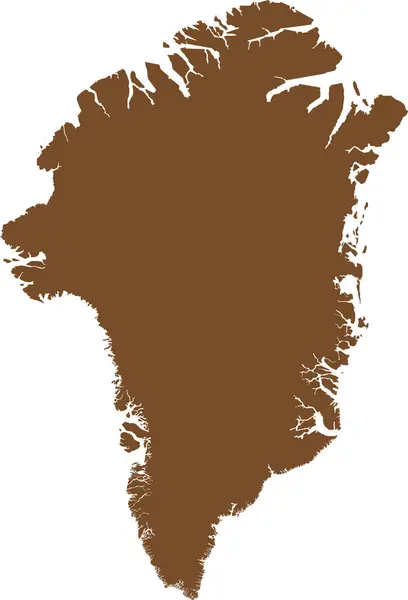 Brown Cmyk Cor Detalhada Mapa Estêncil Plano País Europeu Greenland — Vetor de Stock
