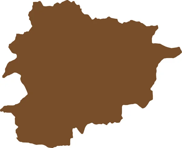 Brown Cmyk Cor Detalhada Mapa Estêncil Plano País Europeu Andorra —  Vetores de Stock