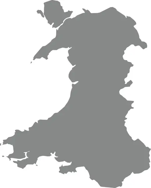 Gray Cmjn Couleur Détaillée Carte Pochoir Plat Pays Européen Wales — Image vectorielle