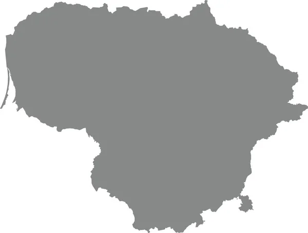 Gray Cmjn Couleur Détaillée Carte Pochoir Plat Pays Européen Lituanie — Image vectorielle