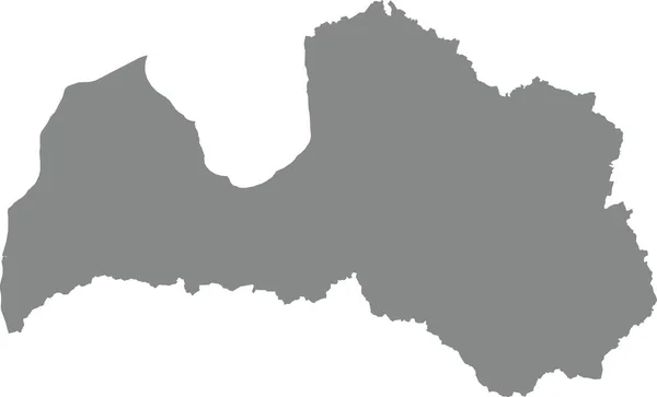 Gray Cmjn Couleur Détaillée Carte Pochoir Plat Pays Européen Lettonie — Image vectorielle