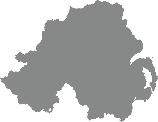 透明背景下的欧洲北部爱尔兰国家灰度Cmyk彩绘详细平面模板图 — 图库矢量图片