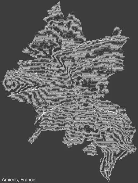 ヴィンテージのバックグラウンドに固体輪郭線と名前タグが付いたAmiensの都市のトポグラフィック救助マップ — ストックベクタ