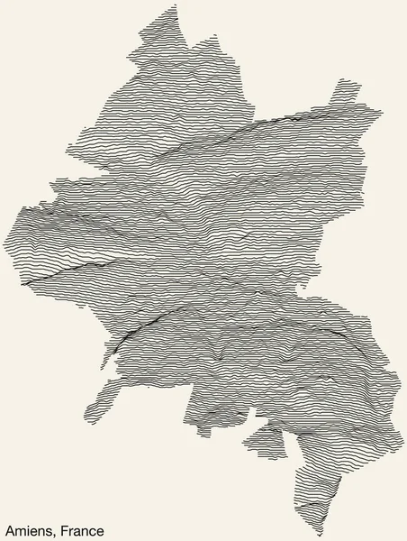 Topograficzna Mapa Reliefu Miasta Amiens Francja Liniowymi Liniami Konturu Identyfikatorem — Wektor stockowy