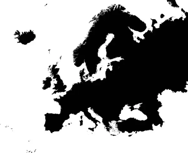 Black Cmyk Kolor Szczegółowy Płaski Szablon Mapy Kontynentu Europejskiego Granicami — Wektor stockowy