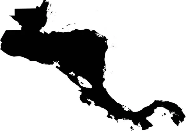 Black Cmyk Kolor Szczegółowy Płaski Szablon Mapę Regionu Central America — Wektor stockowy