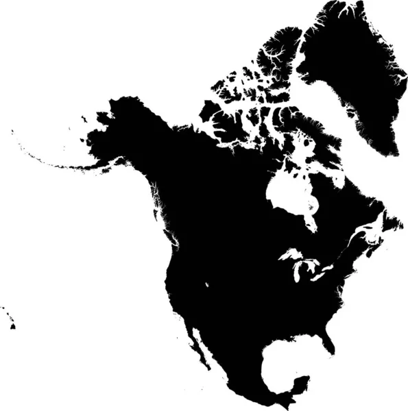 Black Cmyk Kolor Szczegółowy Płaski Szablon Mapy Kontynentu Ameryki Północnej — Wektor stockowy