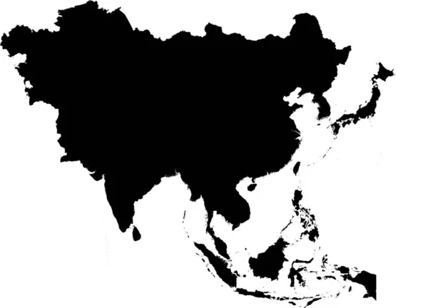 Black Cmyk色は透明な背景でアジア大陸のフラットステンシルマップを詳細にしました — ストックベクタ
