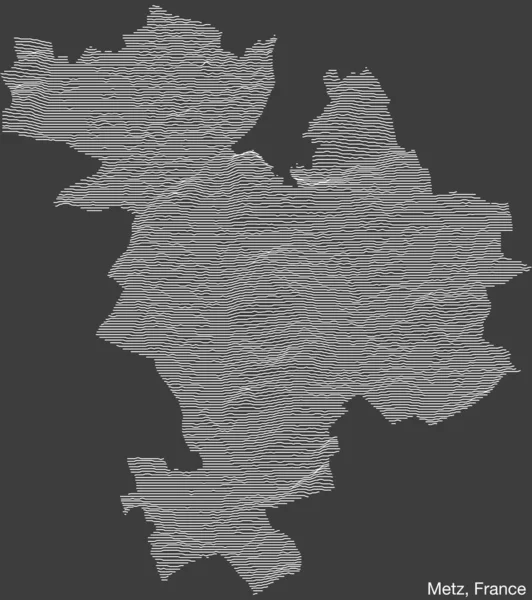 Carte Topographique Relief Ville Metz France Avec Lignes Contour Solides — Image vectorielle
