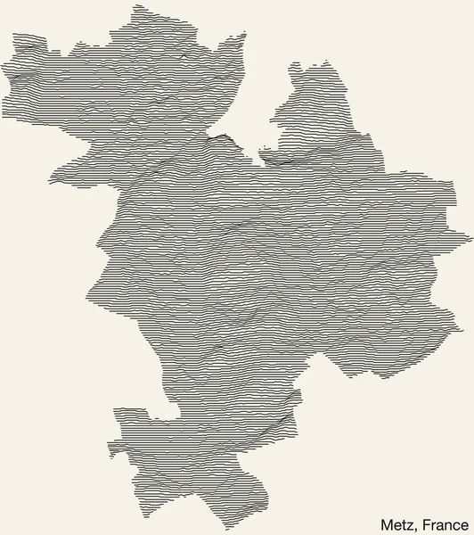 Topografická Reliéfní Mapa Města Metz Francie Pevnými Obrysovými Liniemi Jmenovkou — Stockový vektor