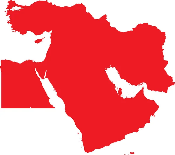 Red Cmyk Barva Detailní Plochá Šablona Mapa Regionu Středního Východu — Stockový vektor