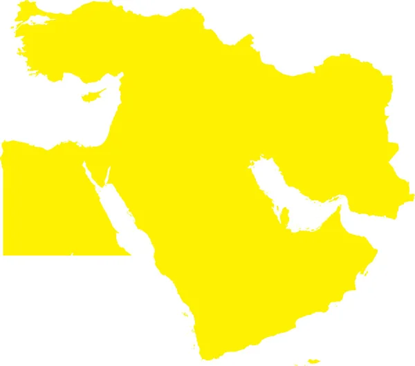 Yellow Cmyk色は透明な背景のMiddle東の地域の詳細なフラットステンシルマップを着色しました — ストックベクタ