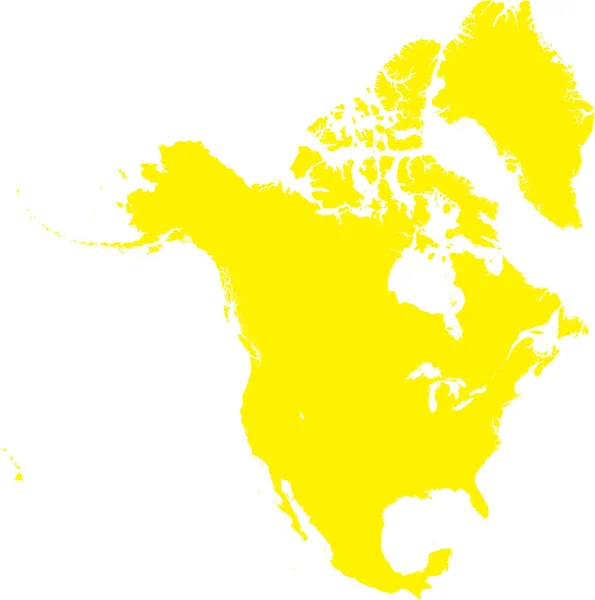 Żółty Cmyk Kolor Szczegółowy Płaski Szablon Mapy Kontynentu Ameryki Północnej — Wektor stockowy