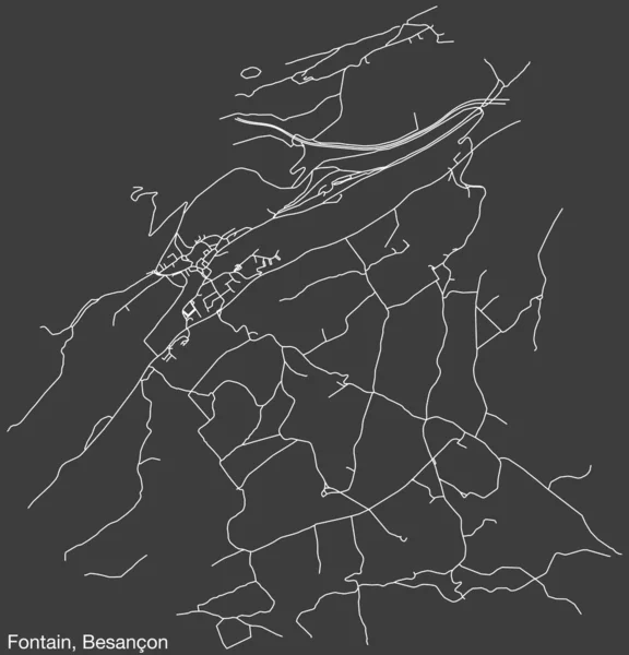 Detailní Ručně Kreslená Navigační Mapa Fontain Commune Francouzského Města Besancon — Stockový vektor