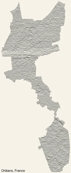 ヴィンテージの背景に固体輪郭線と名前タグが付いたOrlansの都市のトポグラフィック救助マップ — ストックベクタ