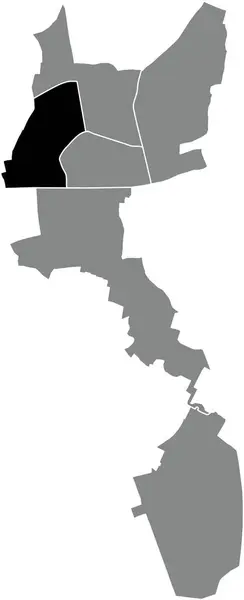 法国Orlans灰色行政地图内西方部分的黑色扁平醒目空白位置图 — 图库矢量图片