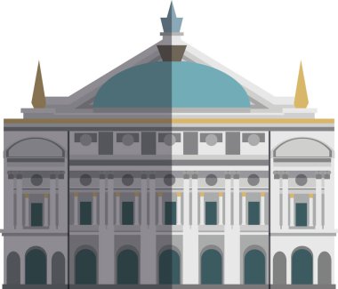 PALAIS GARNIER, PARIS 'in Fransız tarihi anıtının düz kesimli pastel çizimi
