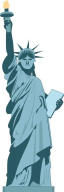 LIBERTY, NEW YORK ŞEHRİ 'nin ABD tarihi anıtının ayrıntılı renkli düz çizimi