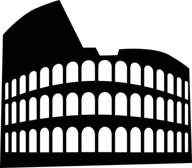 KOLOSSEUM, ROME 'un İtalyan tarihi anıtının basit siyah düz çizimi