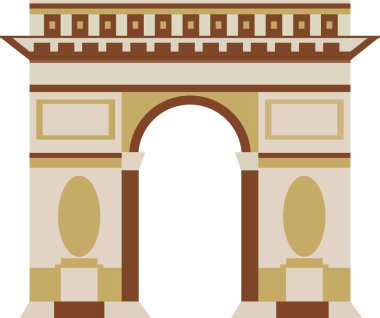 ARC DE TRIOMPHE DE L 'TOILE, PARIS' in Fransız tarihi anıtının basit renkli düz çizimi