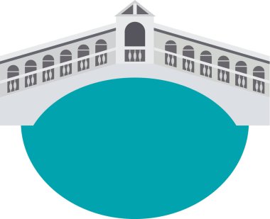 RIALTO BRIDGE, VENICE İtalyan tarihi anıtının basit renkli düz çizimi