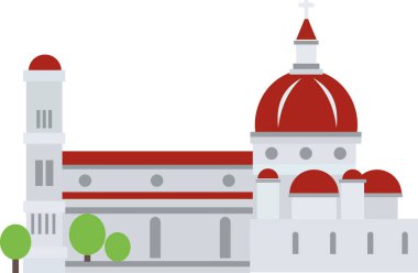 SANTA MARIA DEL FIORE, FLORENCE Katedrali 'nin İtalyan tarihi anıtının basit renkli düz çizimi