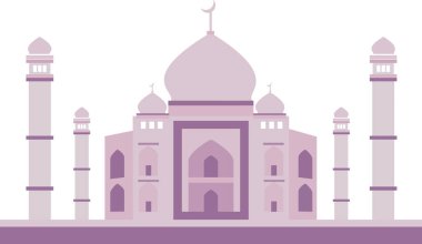 TAJ MAHAL, AGRA Hint tarihi anıtının basit renkli düz çizimi