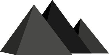 GIZA PYRAMID COMPLEX, GIZA 'nın Mısır tarihi anıtının basit tek renkli düz çizimi