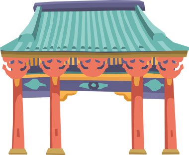 Yasak Şehir BEIJING 'in Çin tarihi anıtının basit karikatür düz çizimi