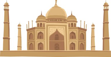 TAJ MAHAL, AGRA Hint tarihi anıtının basit karikatür düz çizimi