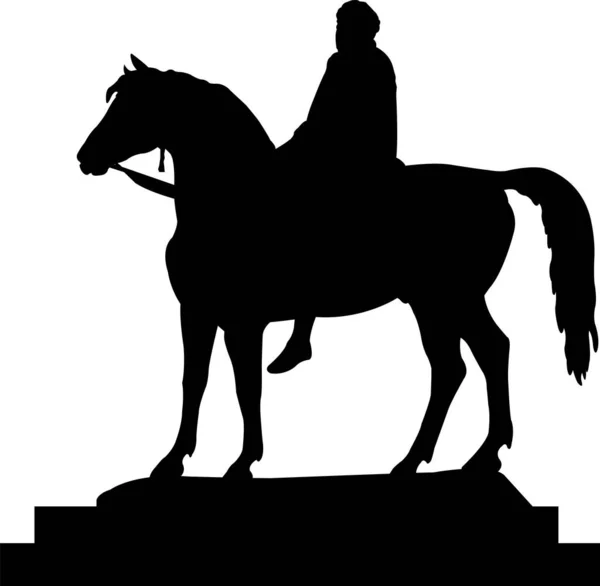 伦敦国王乔治四世纪念碑英国历史地标的简单黑色平板画 — 图库矢量图片