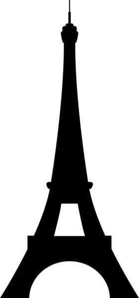 Простой Чёрный Плоский Рисунок Французского Исторического Памятника Eiffel Tower Париж — стоковый вектор