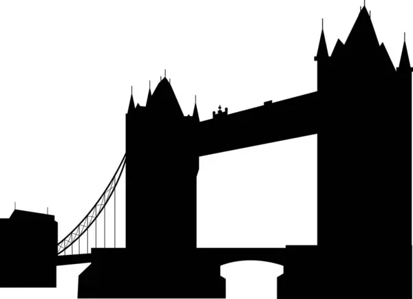 Einfache Schwarze Flachzeichnung Des Britischen Historischen Wahrzeichens Des Tower Bridge — Stockvektor