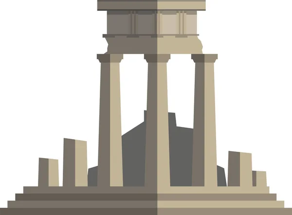 Desenho Plano Pastel Claro Monumento Histórico Italiano Templo Castor Polux — Vetor de Stock