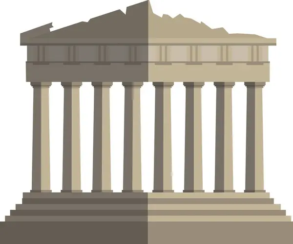 Desenho Plano Pastel Claro Monumento Histórico Grego Dos Acropolis Atenas —  Vetores de Stock