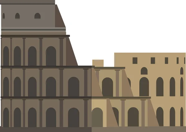 Klare Pastellfarbene Flachzeichnung Des Italienischen Denkmals Des Colosseum Rom — Stockvektor
