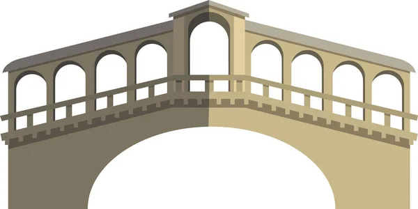 Klare Pastellfarbene Flachzeichnung Des Historischen Denkmals Der Rialto Bridge Venedig — Stockvektor