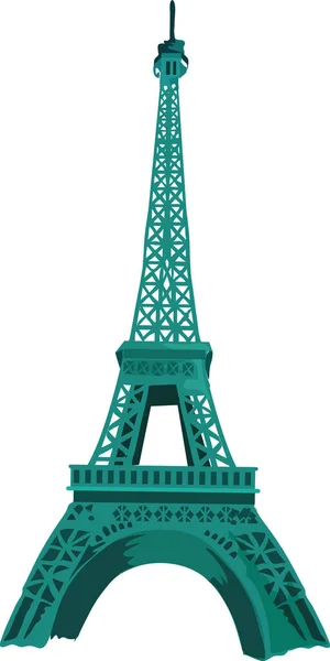Dessin Plat Coloré Détaillé Monument Historique Français Tour Eiffel Paris — Image vectorielle