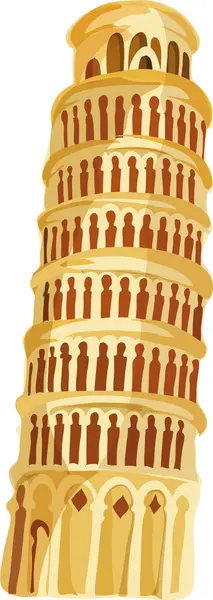 Dibujo Plano Colorido Detallado Del Monumento Histórico Italiano Torre Aprendizaje — Vector de stock