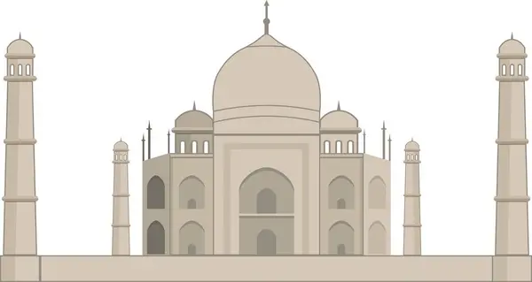 Dibujo Plano Colorido Detallado Del Monumento Histórico Indio Del Taj — Archivo Imágenes Vectoriales